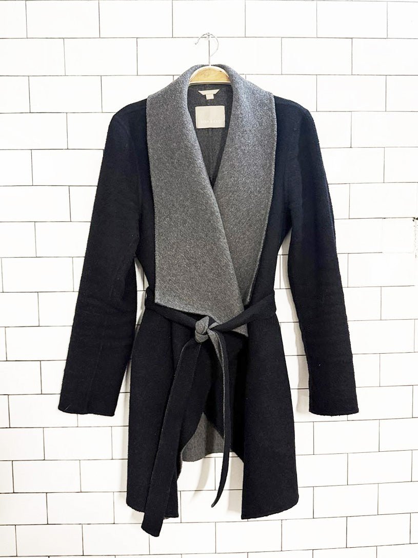 soia & kyo wool - blend wrap two - tone jacket - good market thrift store