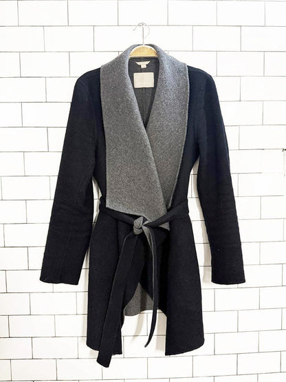 soia & kyo wool - blend wrap two - tone jacket - good market thrift store