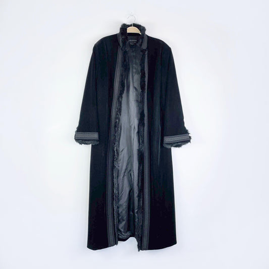 vintage spanner black velvet fur trim maxi opera coat