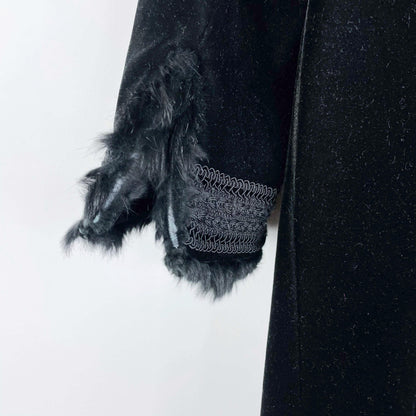 vintage spanner black velvet fur trim maxi opera coat