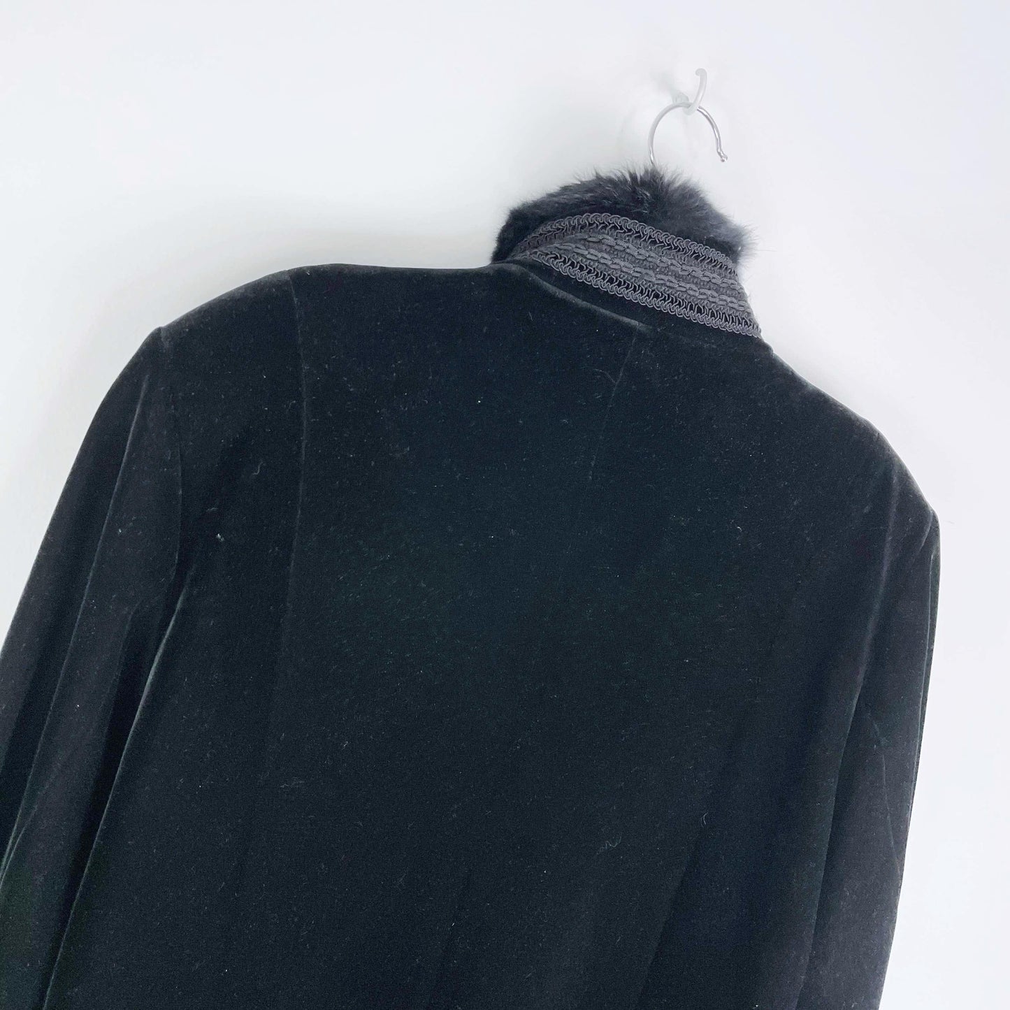 vintage spanner black velvet fur trim maxi opera coat