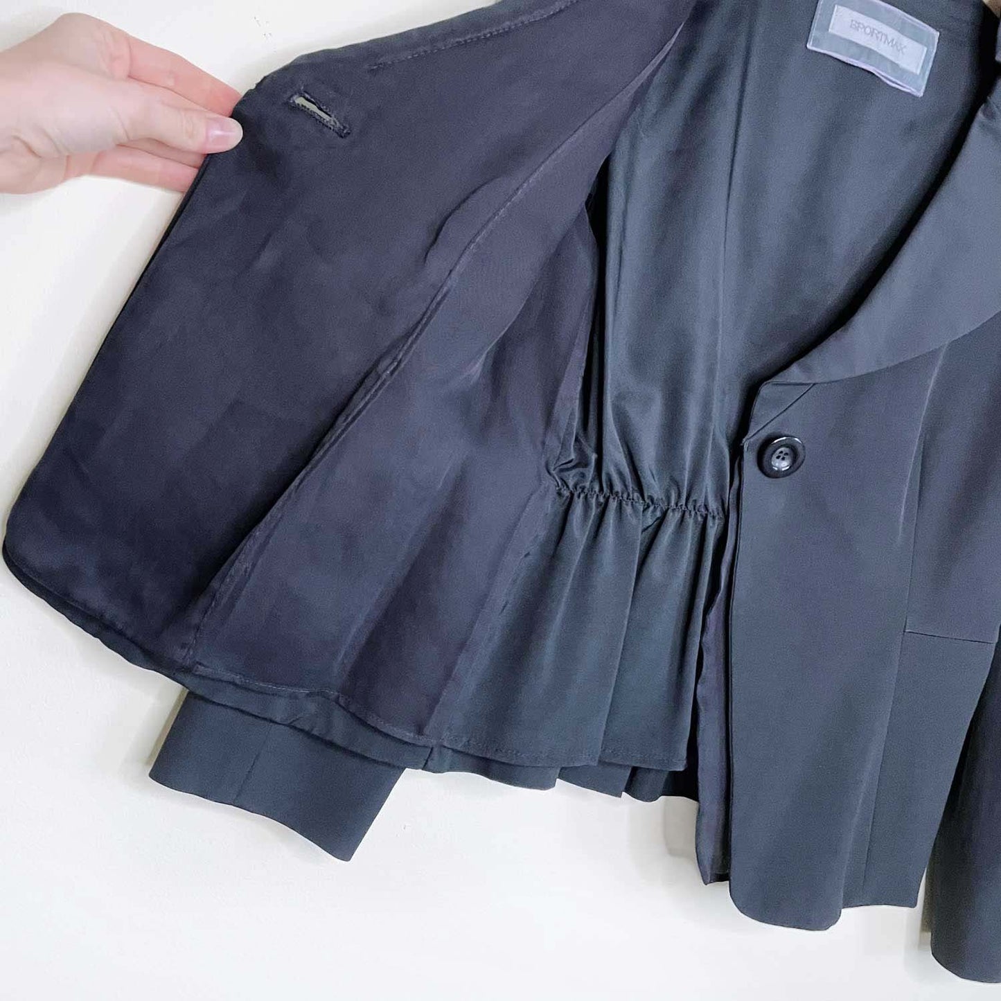 sportmax single button blazer with chiffon layer - size 8