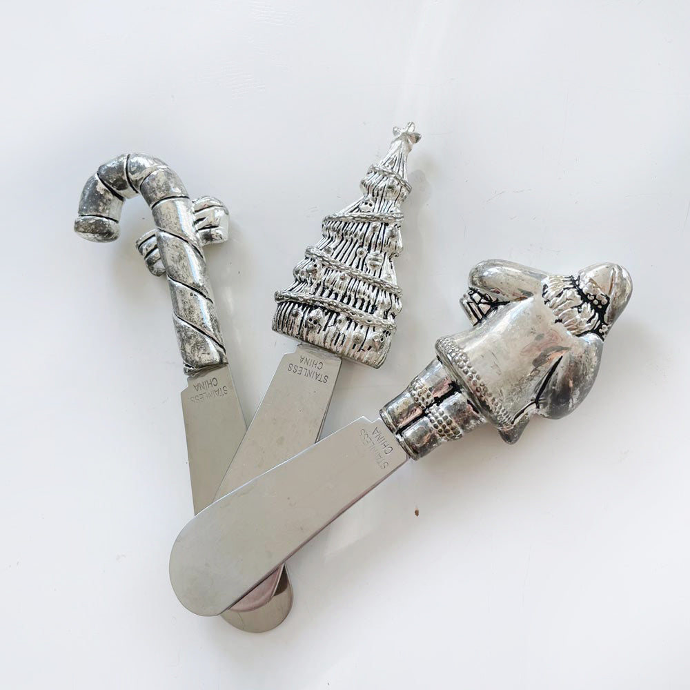 set of three stainless steel holiday spreaders