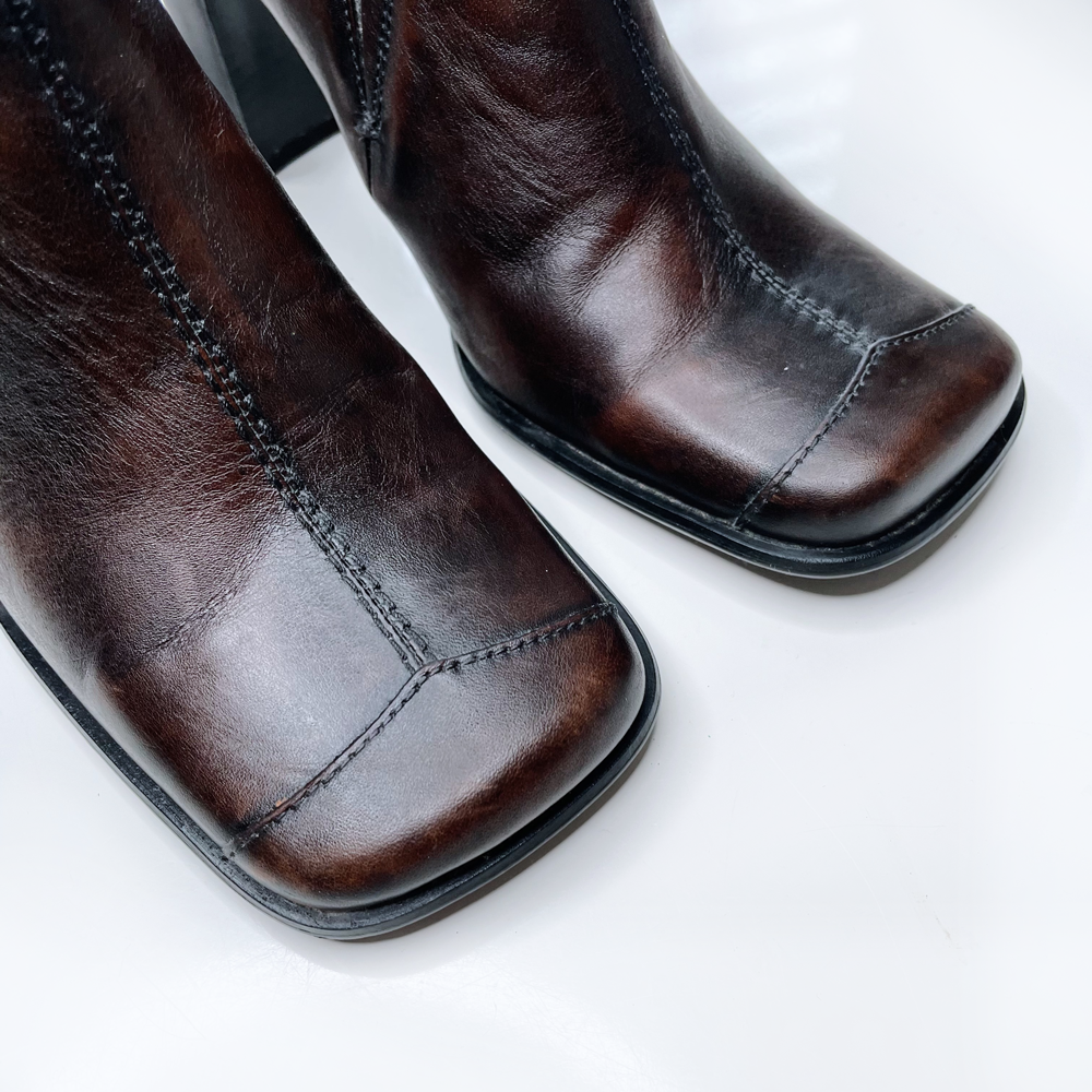 vintage y2k spring leather square toe mules - size 38