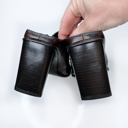 vintage y2k spring leather square toe mules - size 38