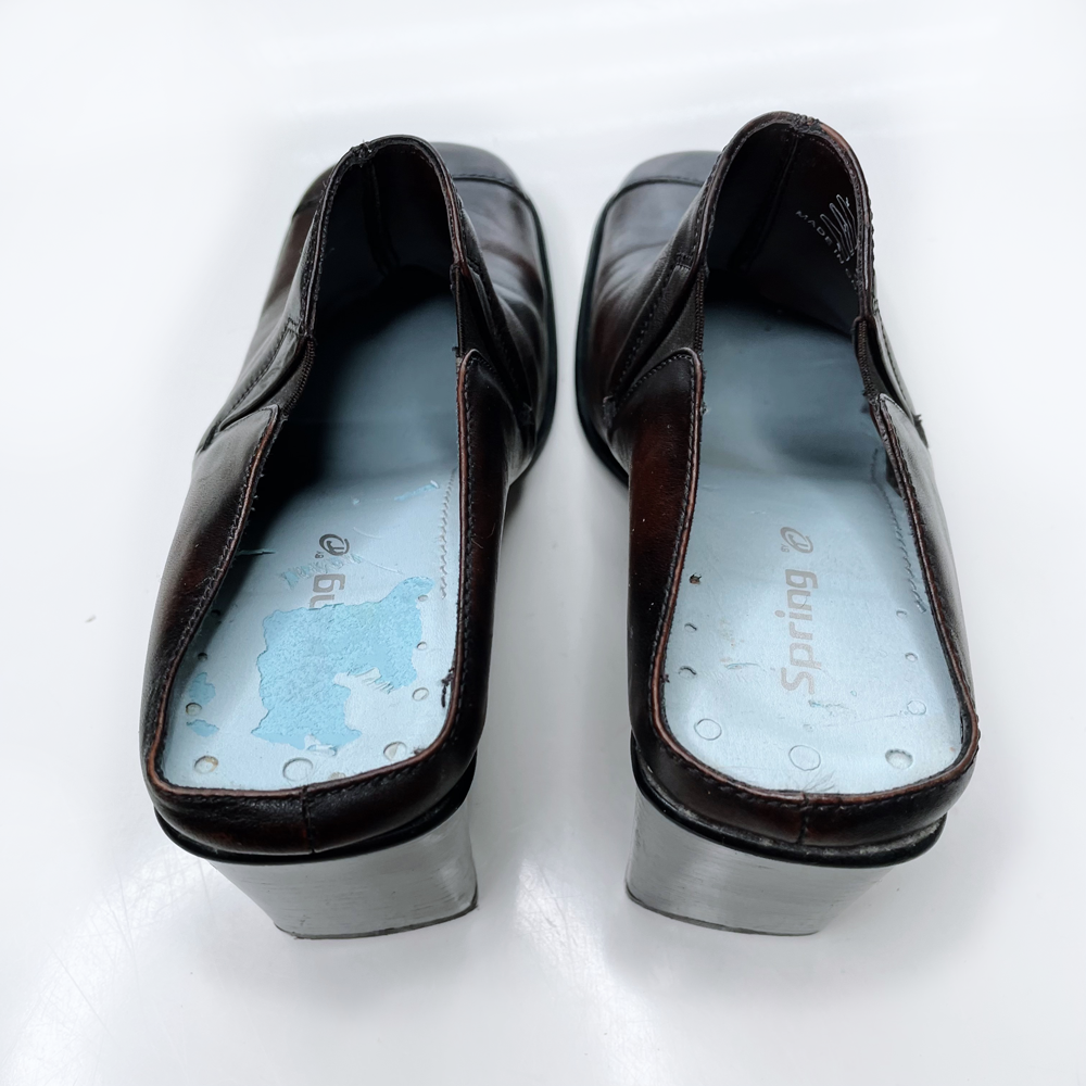 vintage y2k spring leather square toe mules - size 38