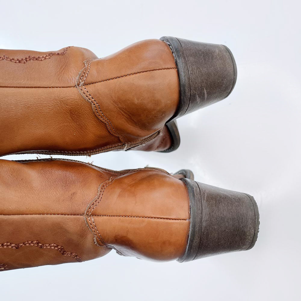 y2k spring embroidered western leather boot