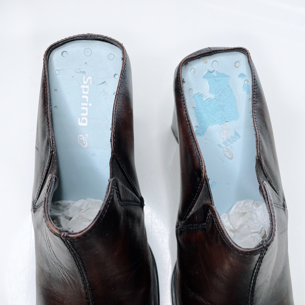 vintage y2k spring leather square toe mules - size 38