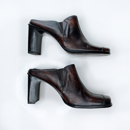 vintage y2k spring leather square toe mules - size 38