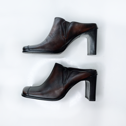vintage y2k spring leather square toe mules - size 38