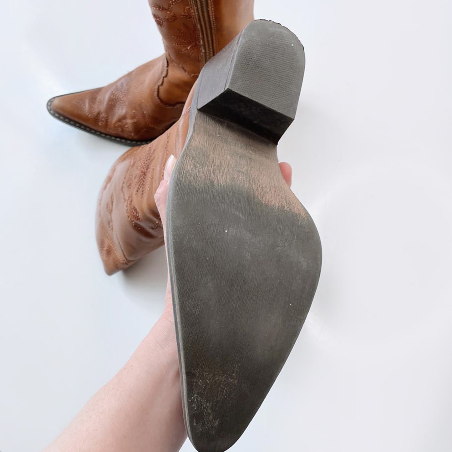 y2k spring embroidered western leather boot