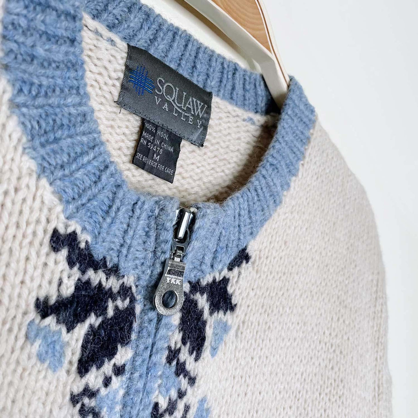 vintage squaw valley nordic snowflake knit cardigan - size medium