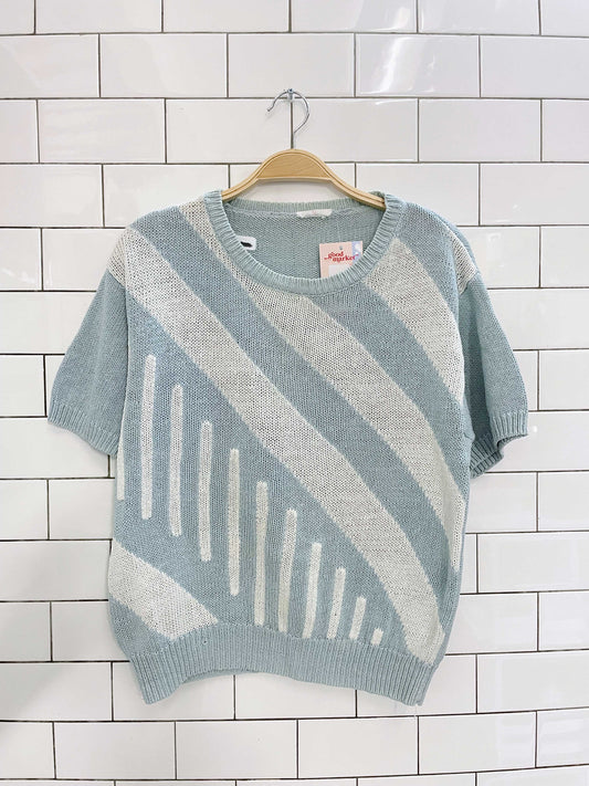 vintage linen-blend ss knit top
