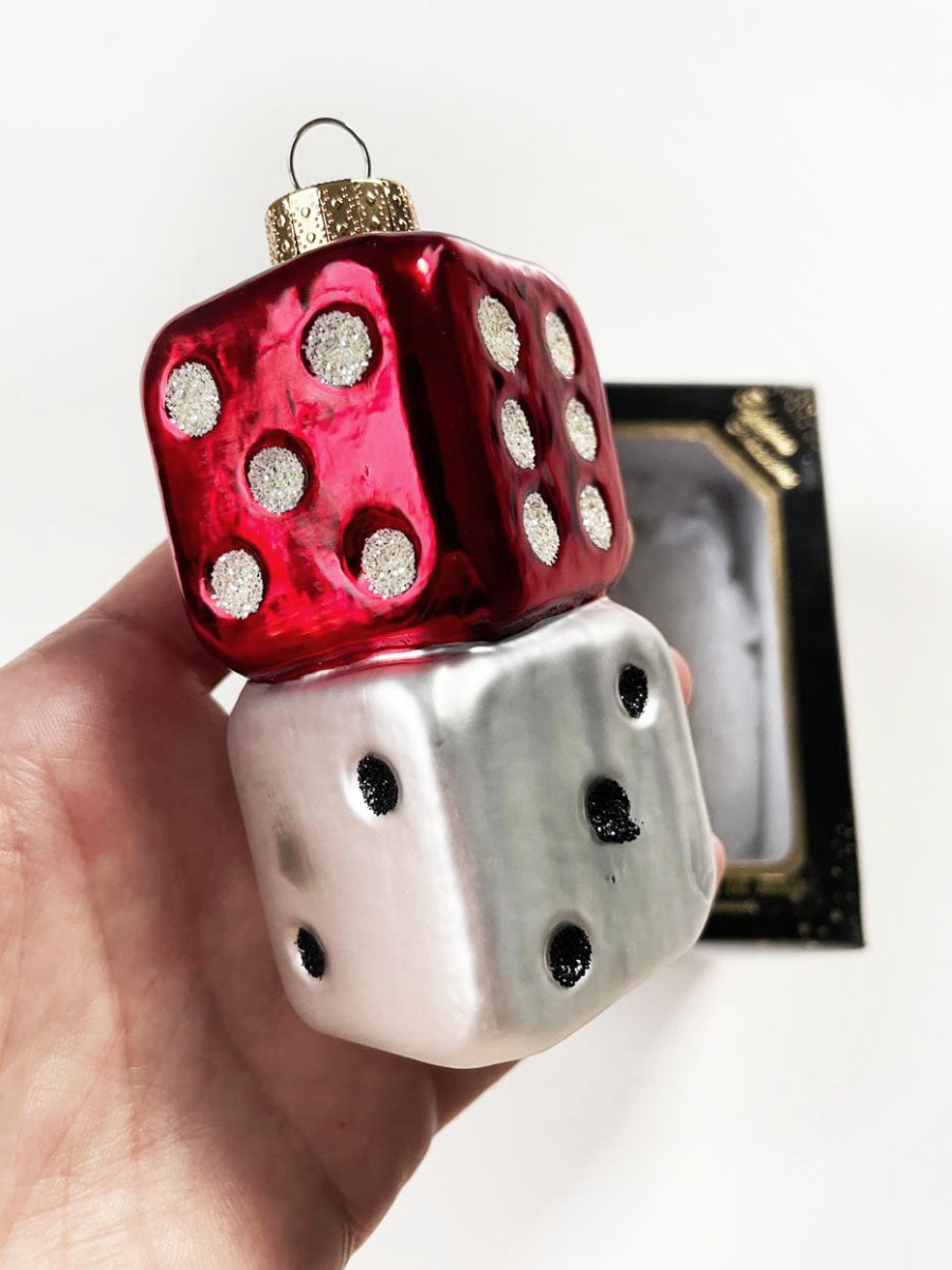 stacked dice glass ornament - good market thrift store