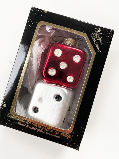 stacked dice glass ornament - good market thrift store