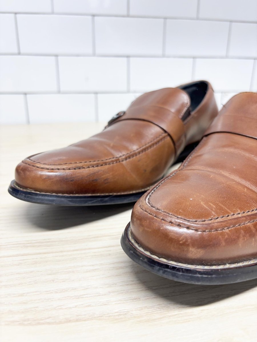 stacy adams leather slip on clasp buckle loafers - good market thrift store