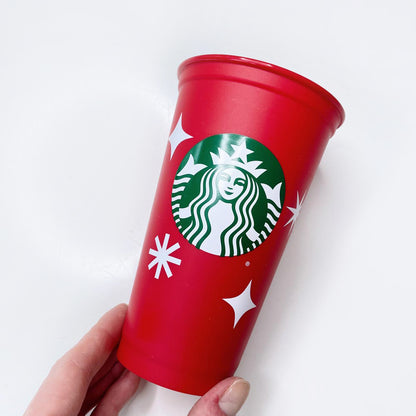 starbucks 2021 stars holiday reusable red cup