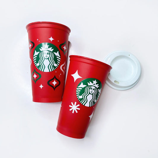 x2 starbucks 2022 stars + 2023 ornaments holiday cups