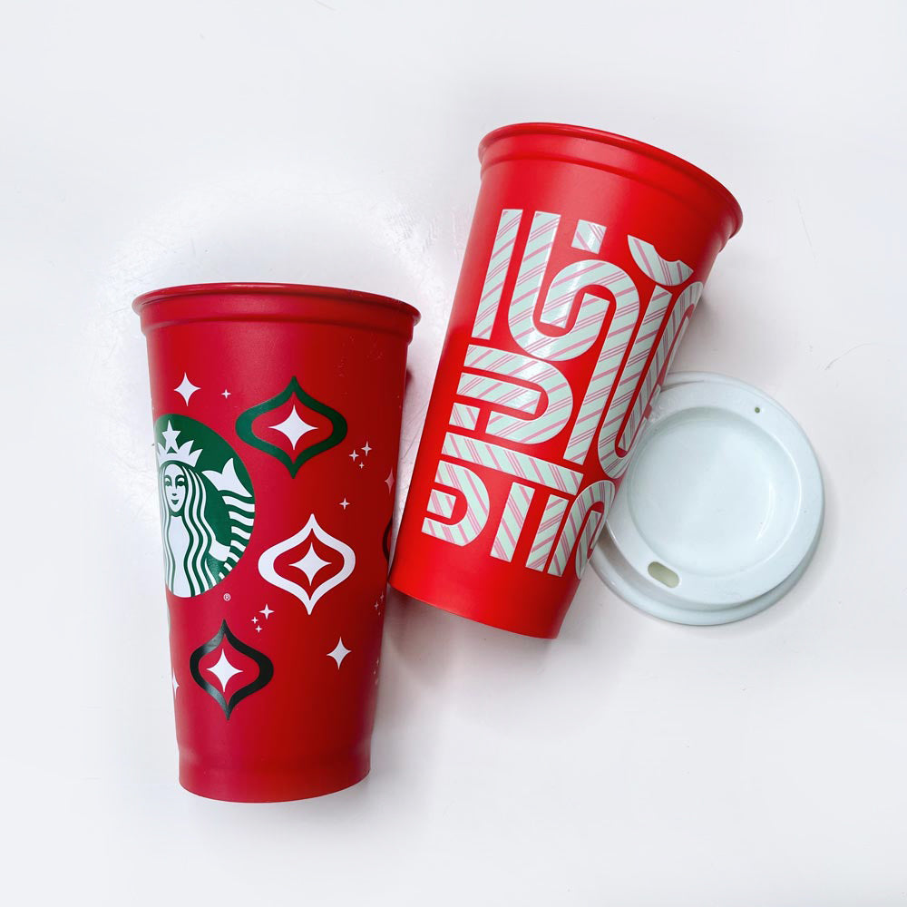 x2 starbucks 2023 ornaments + 2022 colour changing holiday cups