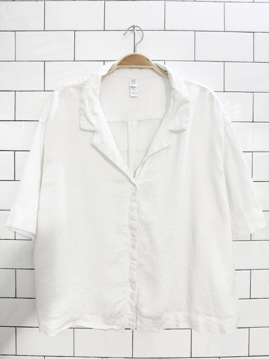 stars above linen - blend boxy full button shirt - good market thrift store