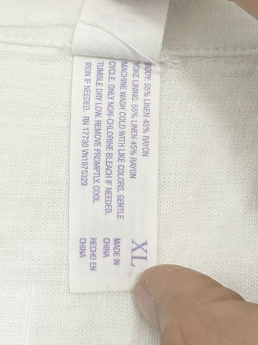 stars above linen - blend boxy full button shirt - good market thrift store
