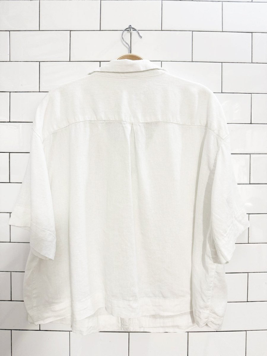stars above linen - blend boxy full button shirt - good market thrift store