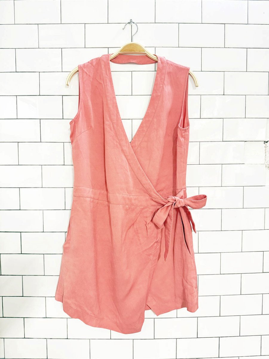 state of being linen - blend open back wrap sleeveless top - good market thrift store