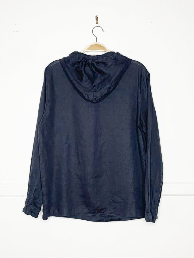 steam beachwear+ 100% linen hooded pullover - good market thrift store