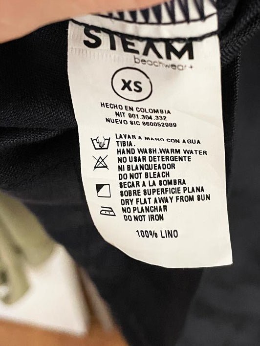 steam beachwear+ 100% linen hooded pullover - good market thrift store