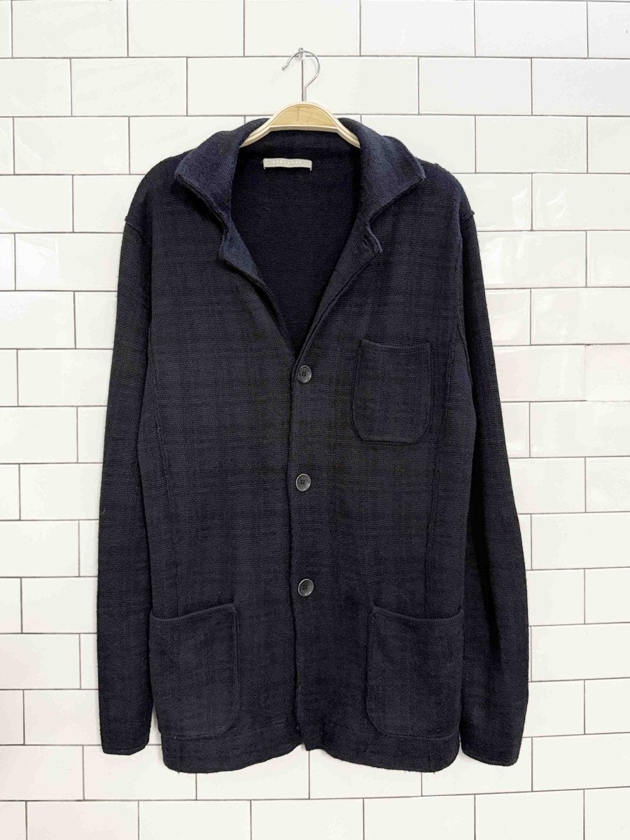 stefanel italy wool plaid full button blazer cardigan - good market thrift store