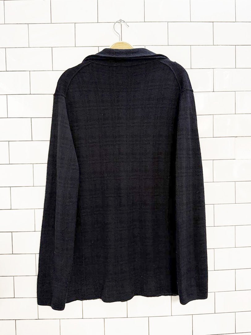 stefanel italy wool plaid full button blazer cardigan - good market thrift store