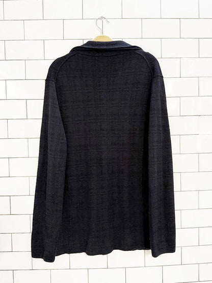 stefanel italy wool plaid full button blazer cardigan - good market thrift store