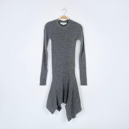 stella mccartney wool ribbed knit sharkbite sweater dress