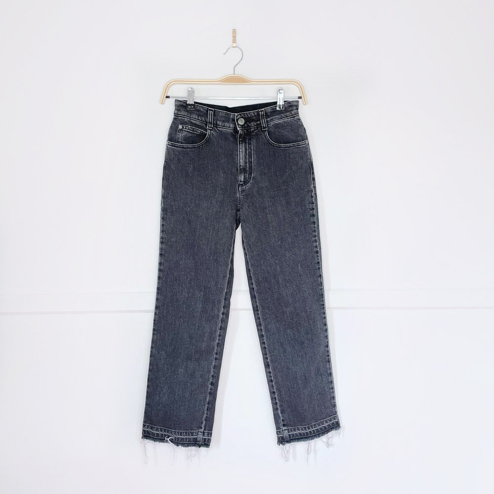 stella mccartney split raw hem straight jeans