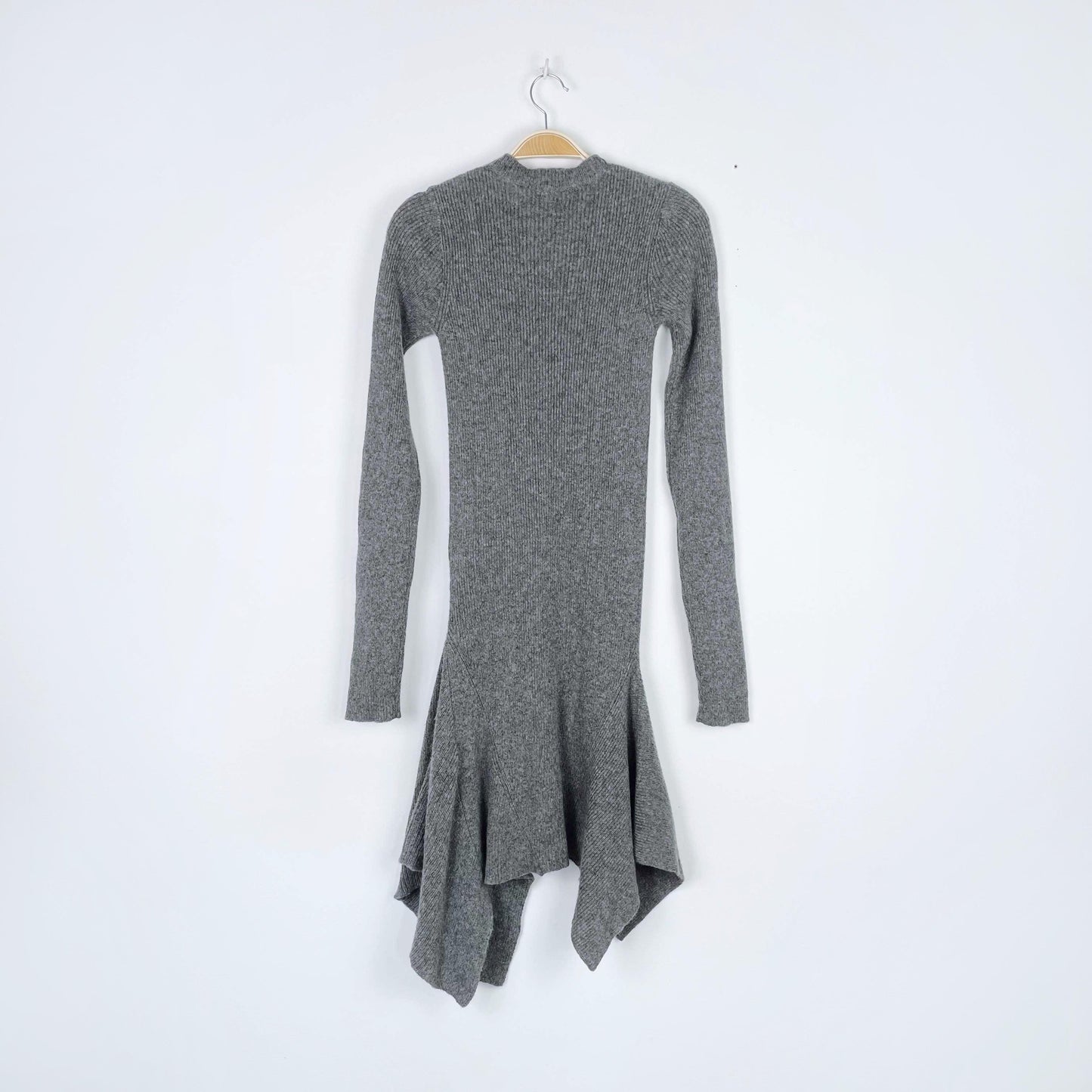 stella mccartney wool ribbed knit sharkbite sweater dress