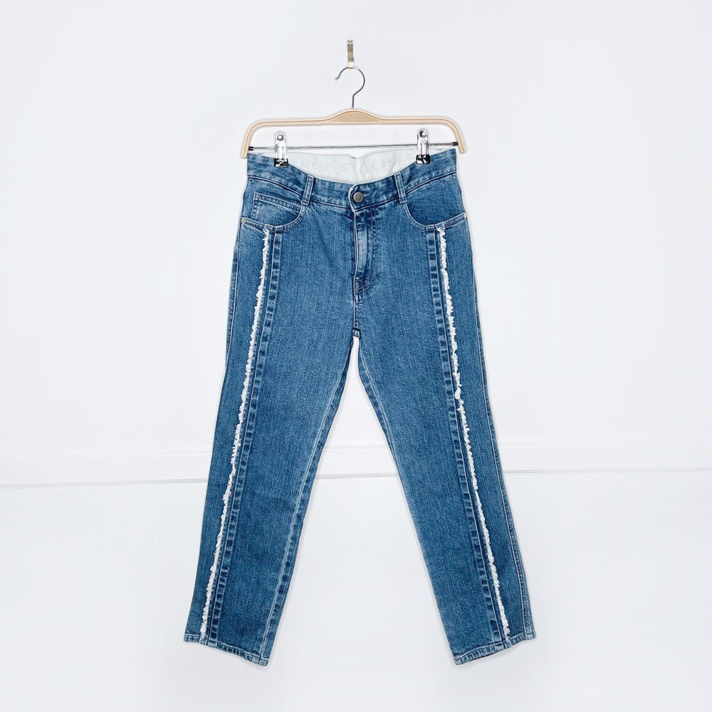 stella mccartney fringe edge straight jeans