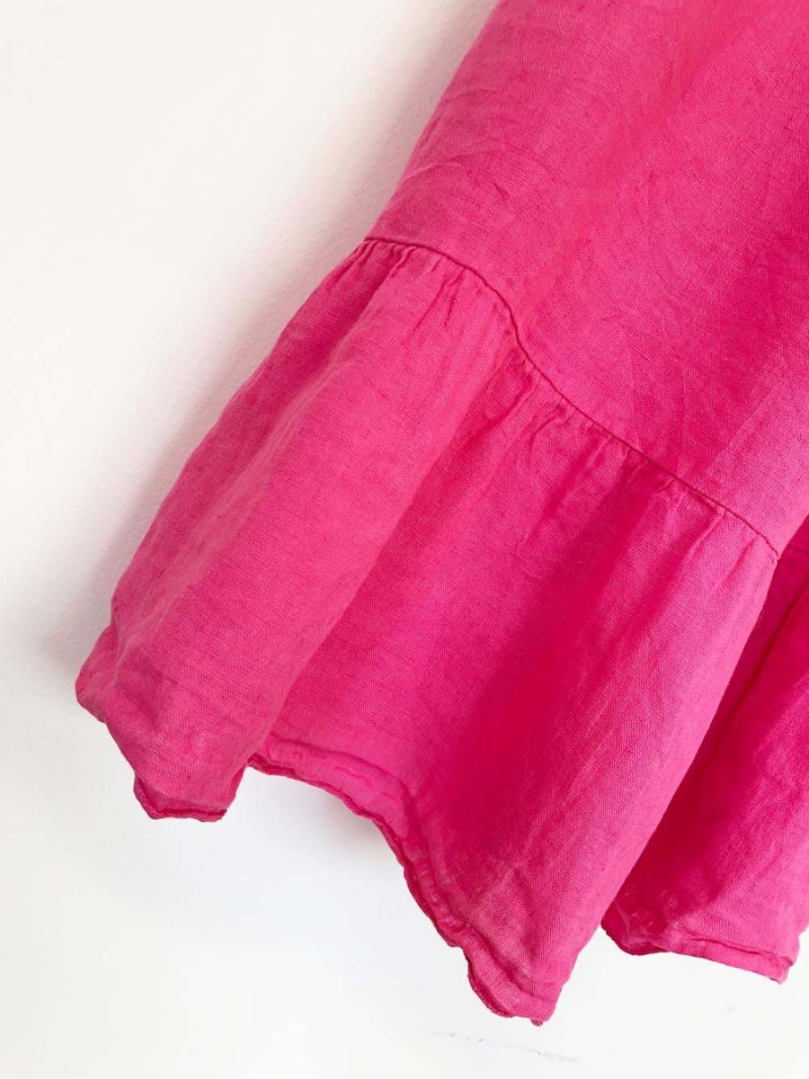 stella martini 100% linen ruffle hem loose midi dress - good market thrift store