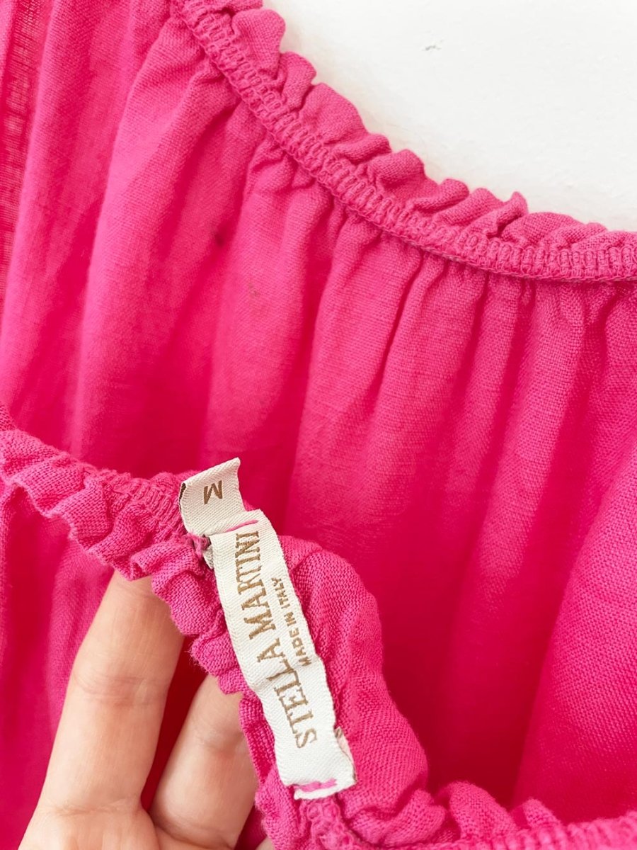 stella martini 100% linen ruffle hem loose midi dress - good market thrift store