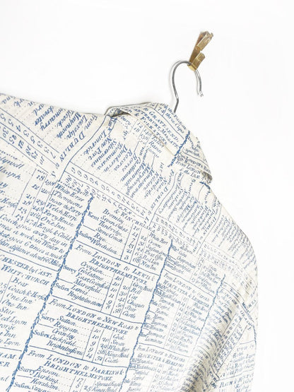 stella mccartney 100% silk french cuff english travel ledger print blouse - good market thrift store