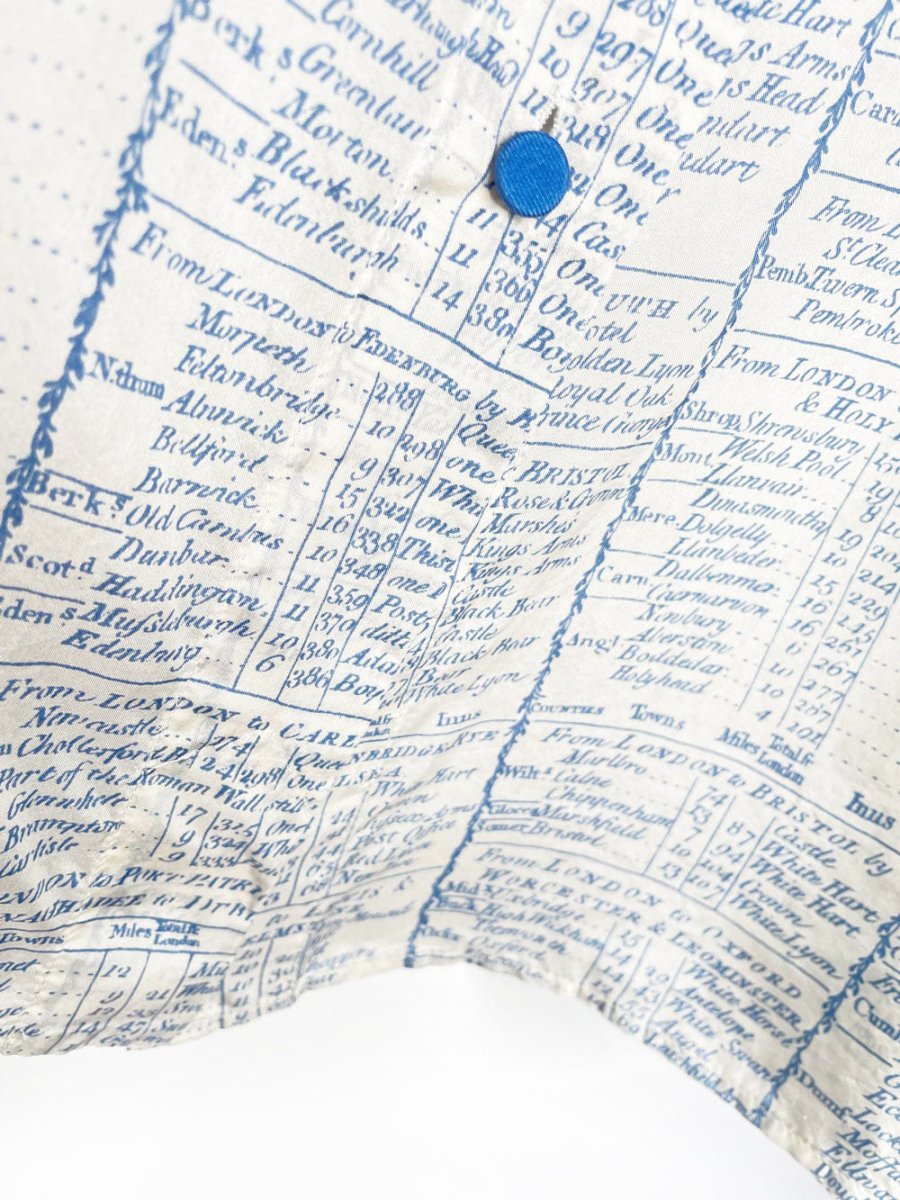 stella mccartney 100% silk french cuff english travel ledger print blouse - good market thrift store