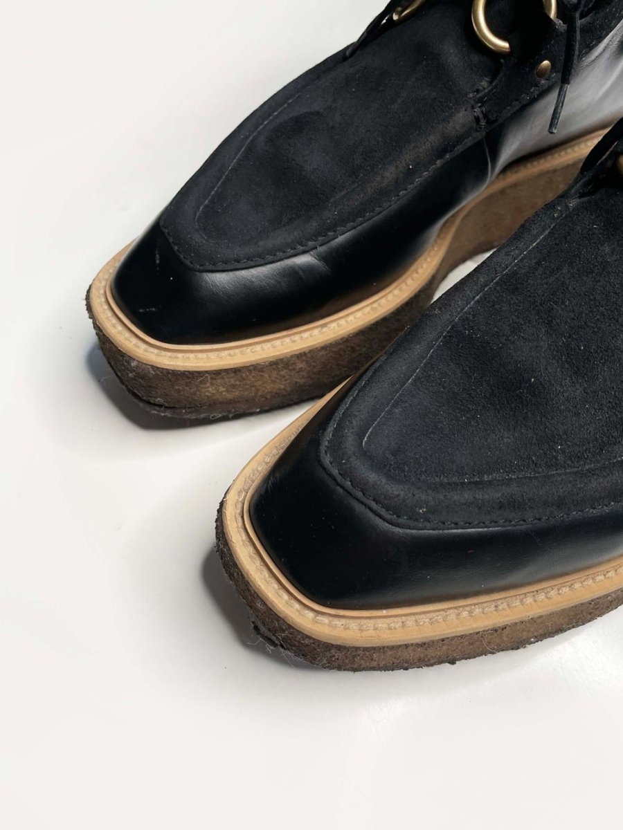 stella mccartney brody suede + faux leather platform boots - good market thrift store