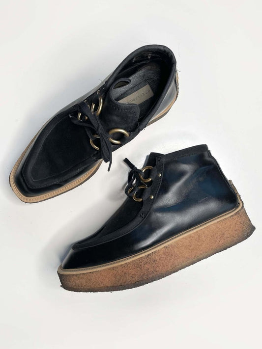 stella mccartney brody suede + faux leather platform boots - good market thrift store