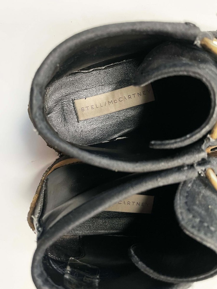 stella mccartney brody suede + faux leather platform boots - good market thrift store