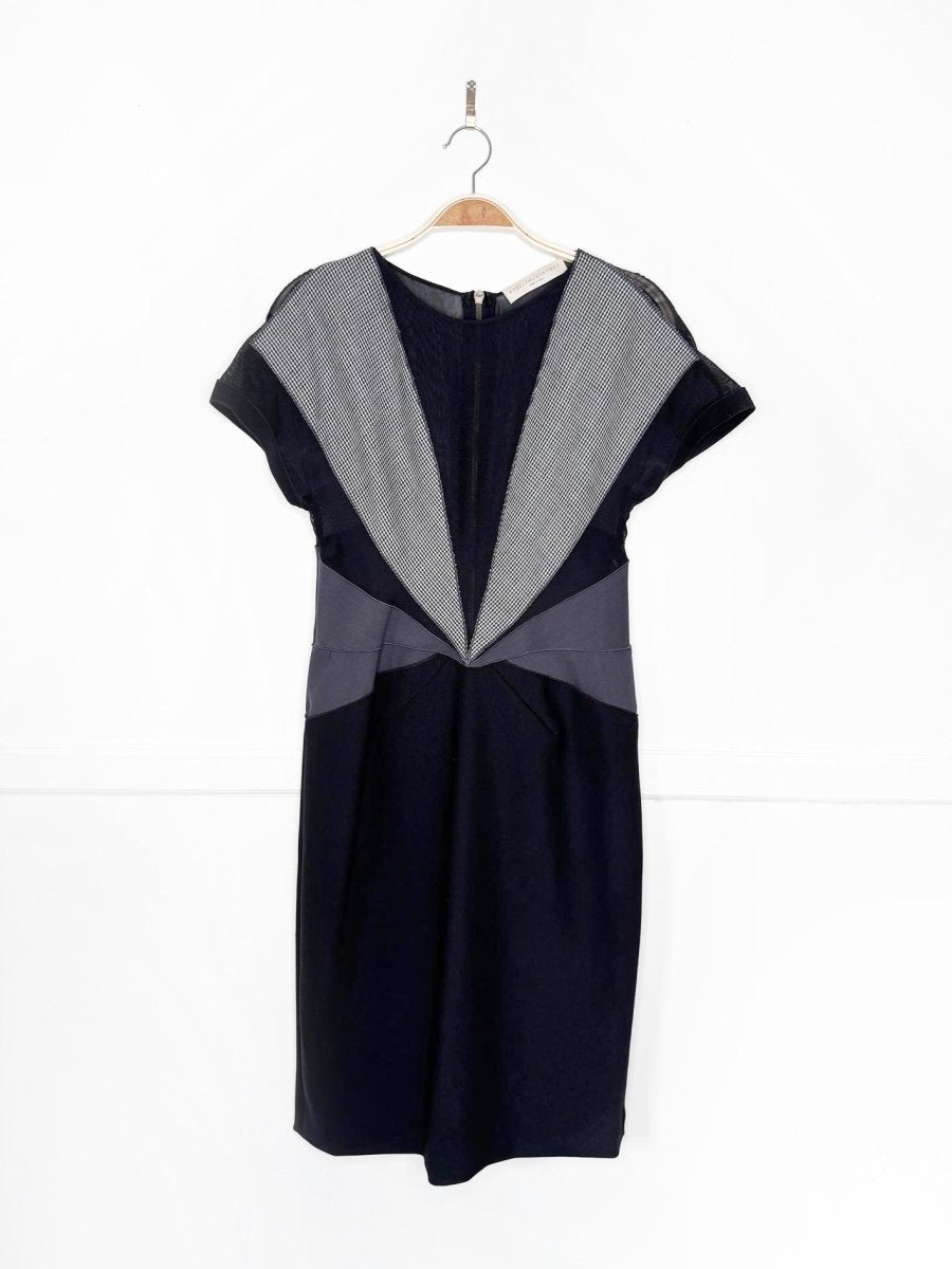 stella mccartney wool-silk houndstooth mesh mini dress - good market thrift store