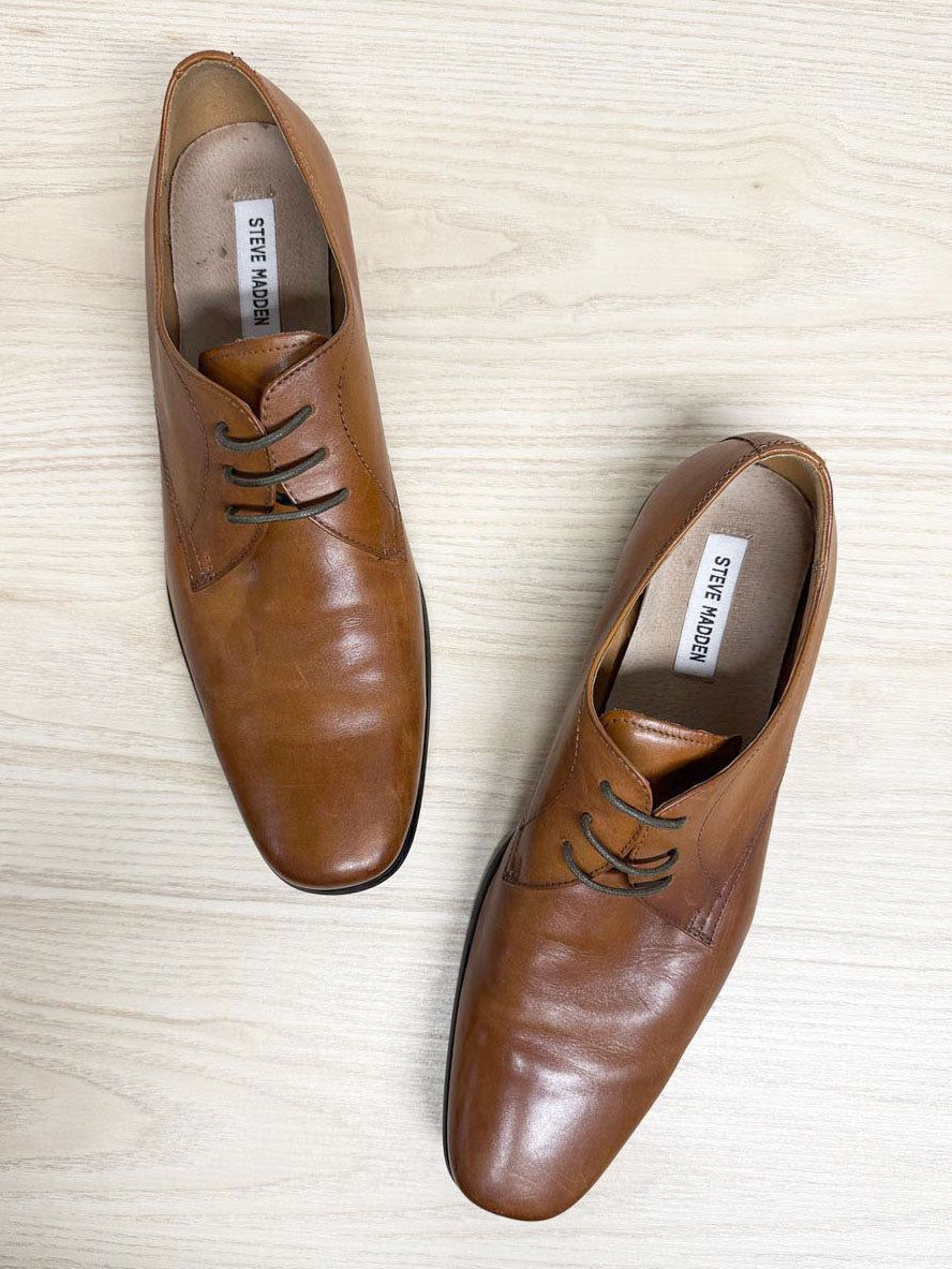 steve madden havin brown leather square toe dress shoe - good market thrift store