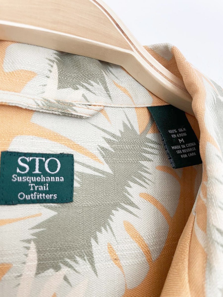 sto susquehanna trail outfitters 100% silk full button cabana shirt - good market thrift store