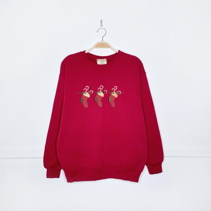 vintage lakes + timbers embroidered stockings crew