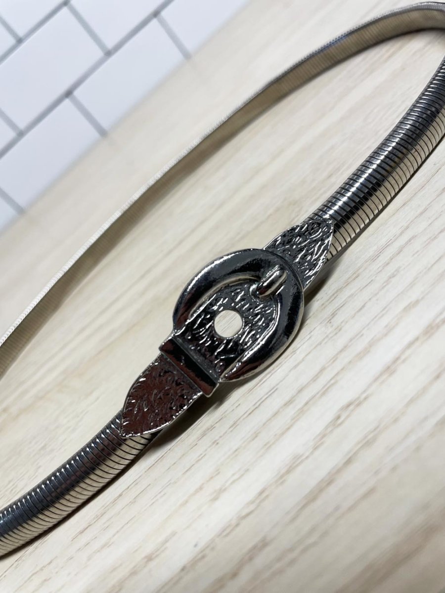 stretchy metal chain waist belt - good market thrift store