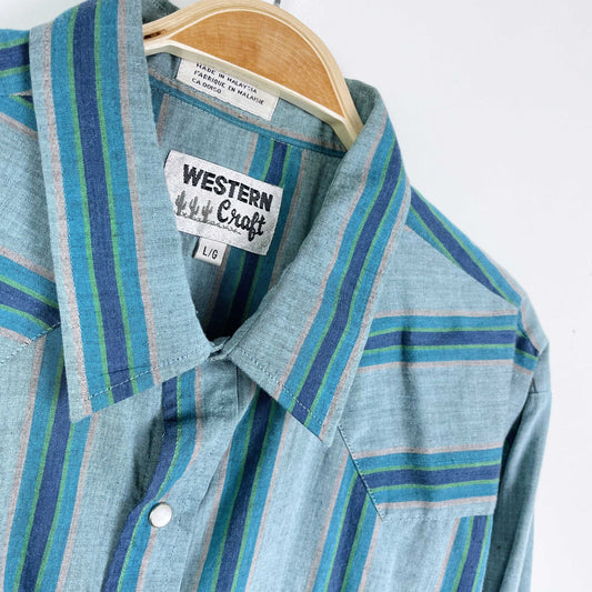 vintage western craft snap button down shirt - size large