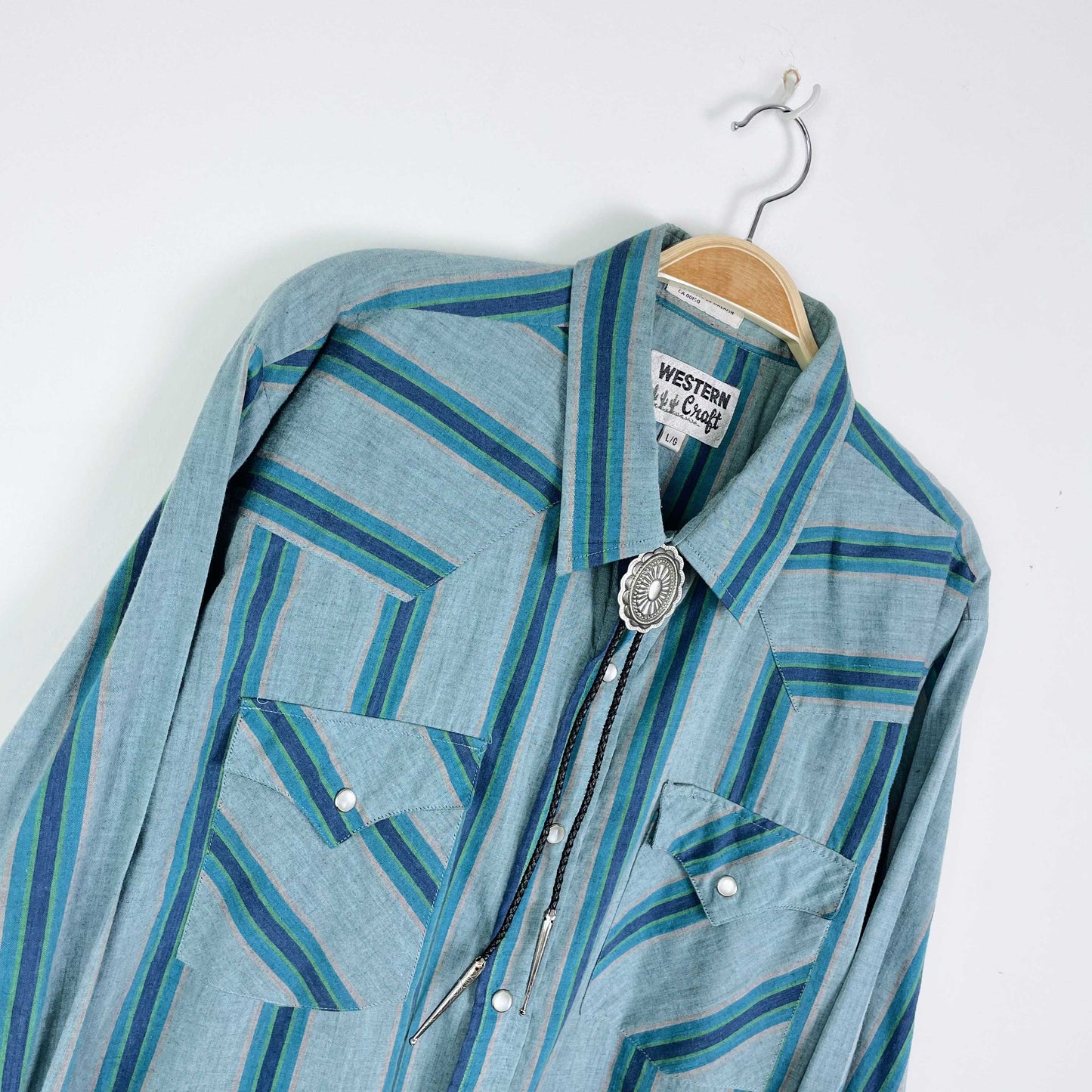 vintage western craft snap button down shirt - size large